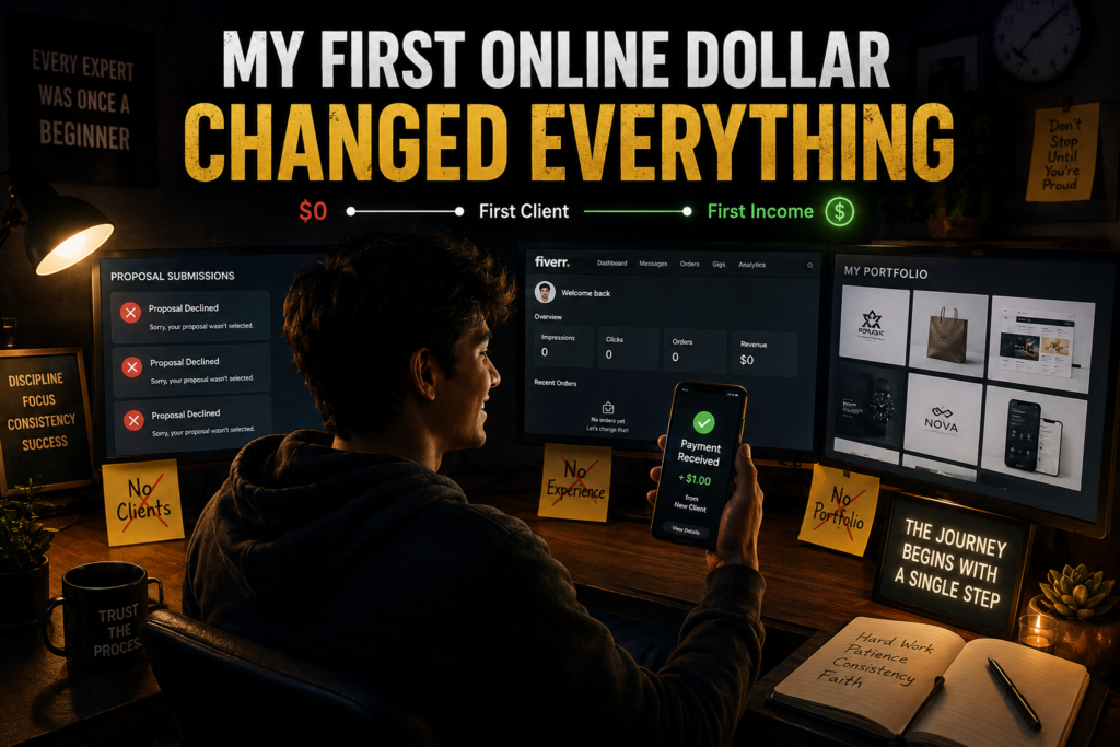 Freelance Web Designer Receiving First Online Income From Web Design Client