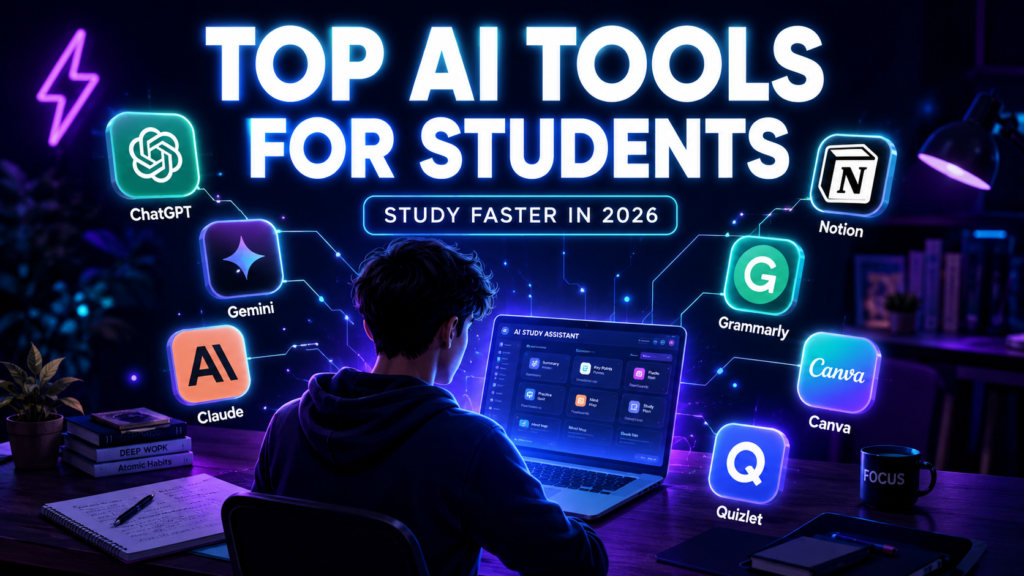 Top AI tools for students studying on laptop