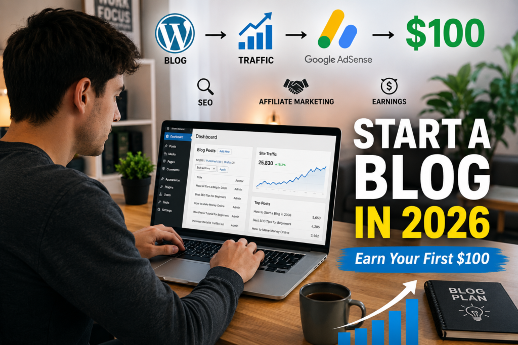 How to Start a Blog in 2026 and Earn Your First $100